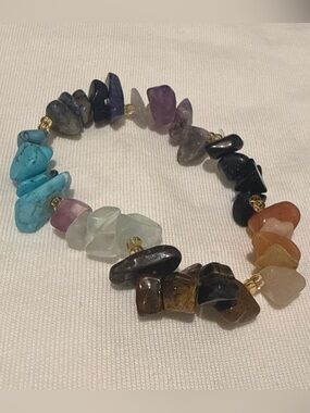 Multi-Color Gemstone Chip Stretch Bracelet